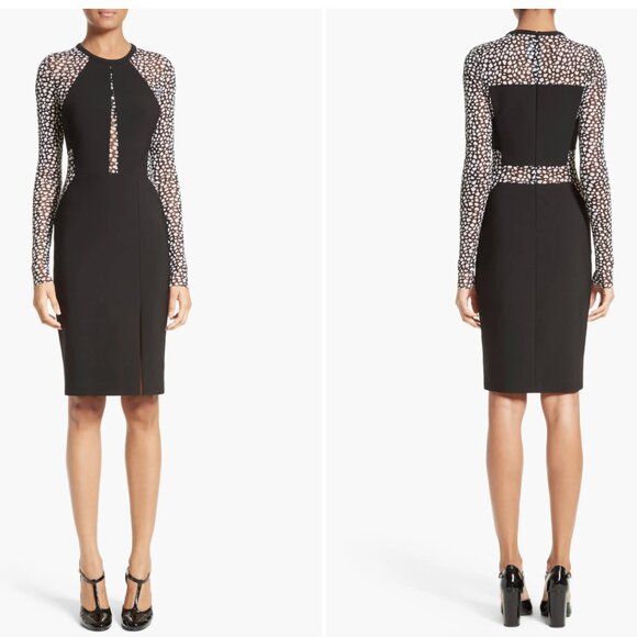 Yigal Azrouël Leopard Mesh Inset Dress Size 4 Retails for $1200 - Picture 1 of 9